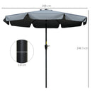 Outsunny 2.7m Patio Umbrella Garden Parasol with Crank, Ruffles, 8 Ribs, Grey