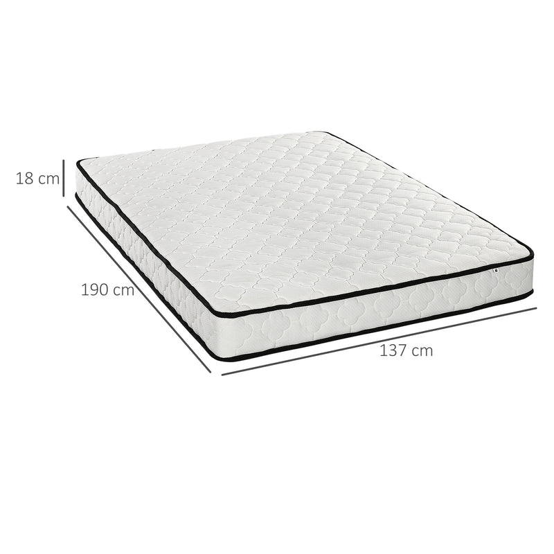 HOMCOM Double Mattress W/ Breathable Foam Pocket Innerspring 190cmx137cmx18cm