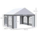 Outsunny 4 X 4m Party Tent, Marquee Gazebo With Sides, Windows And Double Doors