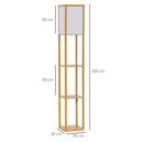 HOMCOM Floor Lamp Reading Lamp with 3-Tier Storage Shelf for Home Office Natural