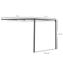 Outsunny 3 x 3(m) Outdoor Pergola Retractable Canopy Wall Mounted Gazebo Cream