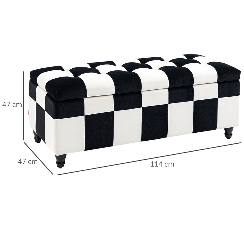 HOMCOM 114 x 47 x 47cm Velvet Storage Ottoman, Button-tufted Footstool Box