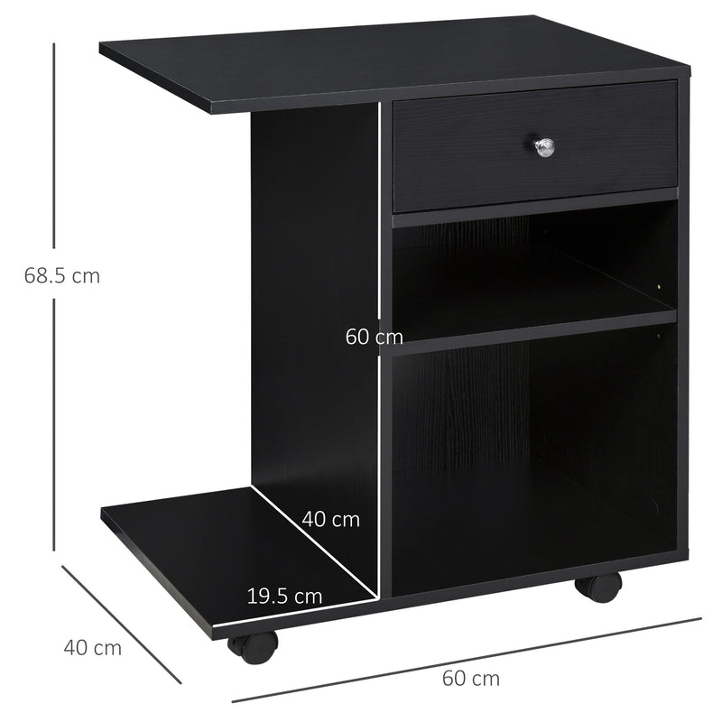 Vinsetto Desk - Table - Side Printer Stand with Wheels, Rolling Printer Cart, Black
