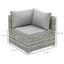 Outsunny Rattan Corner Sofa Garden Rattan Furniture Single Sofa Chair Light Grey