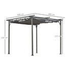 Outsunny 3x3m Outdoor Pergola Metal Gazebo Porch Awning Retractable Canopy