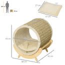 PawHut Raised Kitten Bed Pet Shelter w/ Scratcher Cushion, Beige 41 x 38 x 43 cm