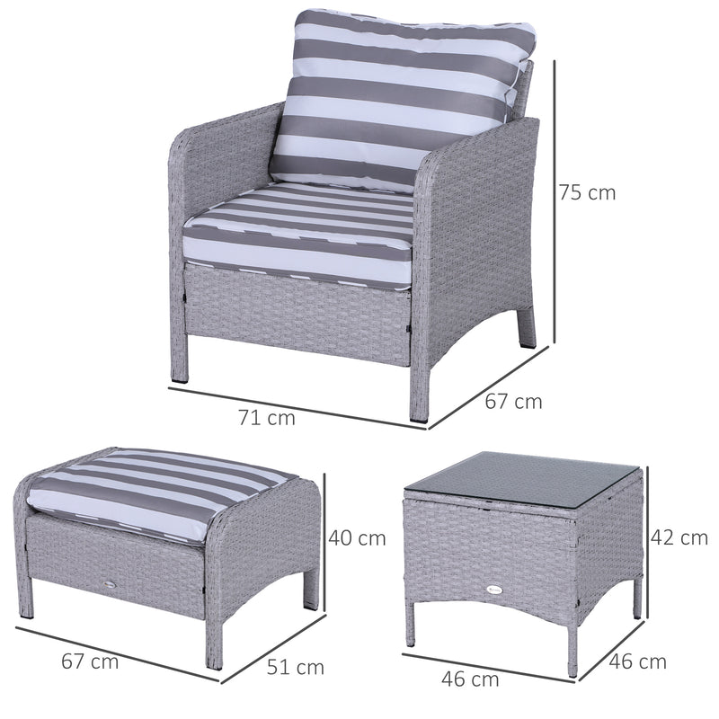 Outsunny 5 Pieces Outdoor Patio Furniture Set Wicker Conversation Set Grey