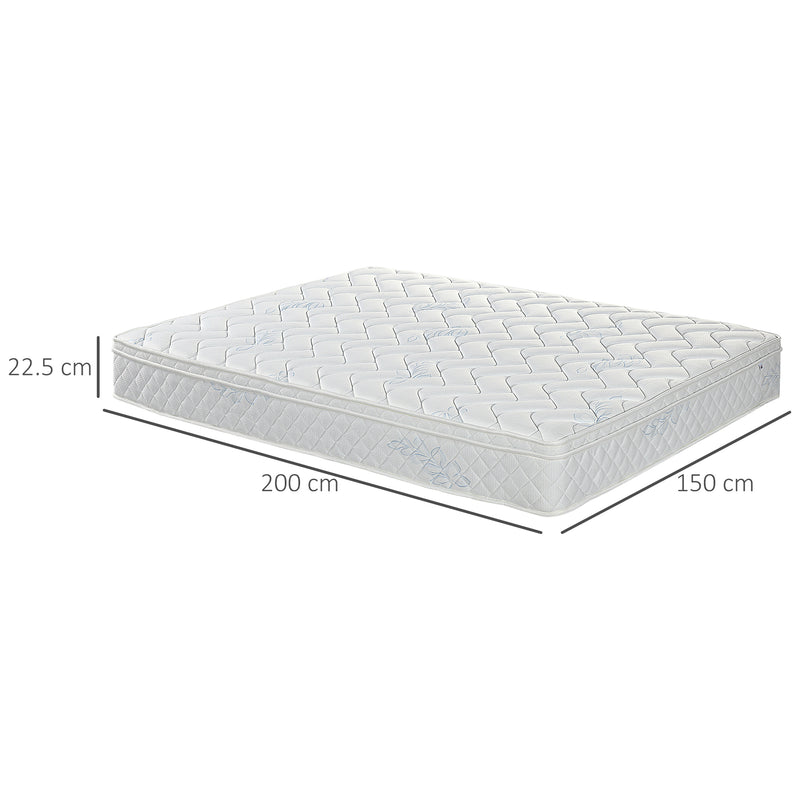 HOMCOM King Mattress W/ Breathable Foam Pocket Innerspring 200cmx150cmx22.5cm