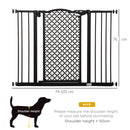 PawHut 74-105cm Pet Safety Gate, Pressure Fit Stair with Double Locking - Black