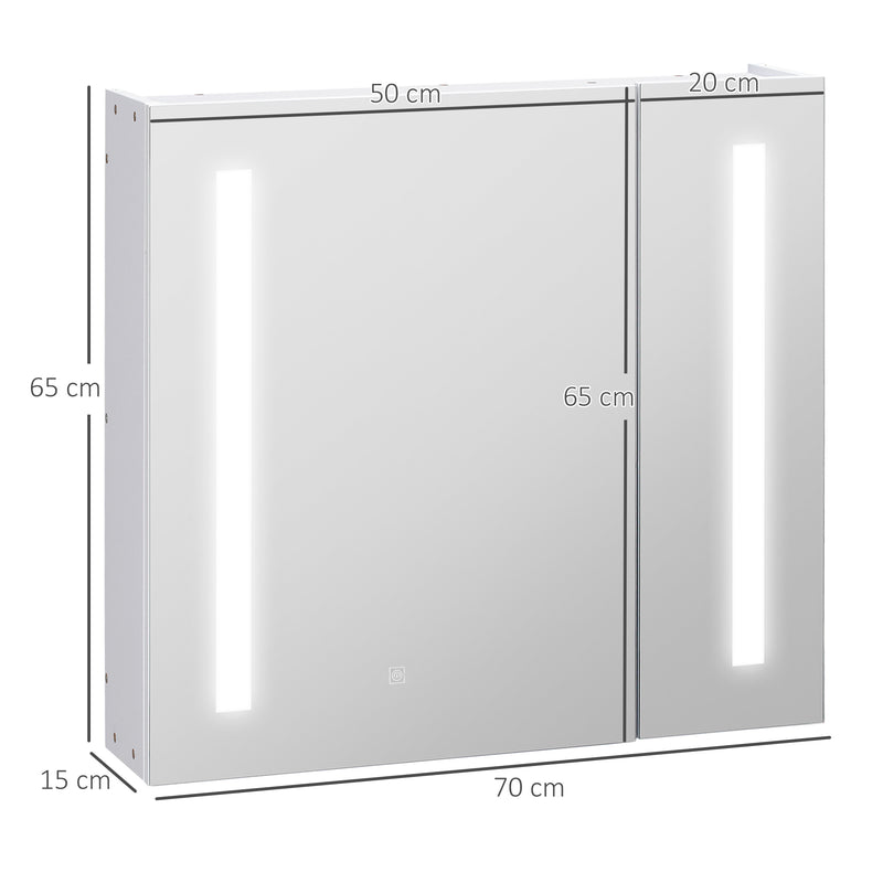 kleankin LED Illuminated Mirror Cabinet with Lights, Touch Switch, for Bathroom