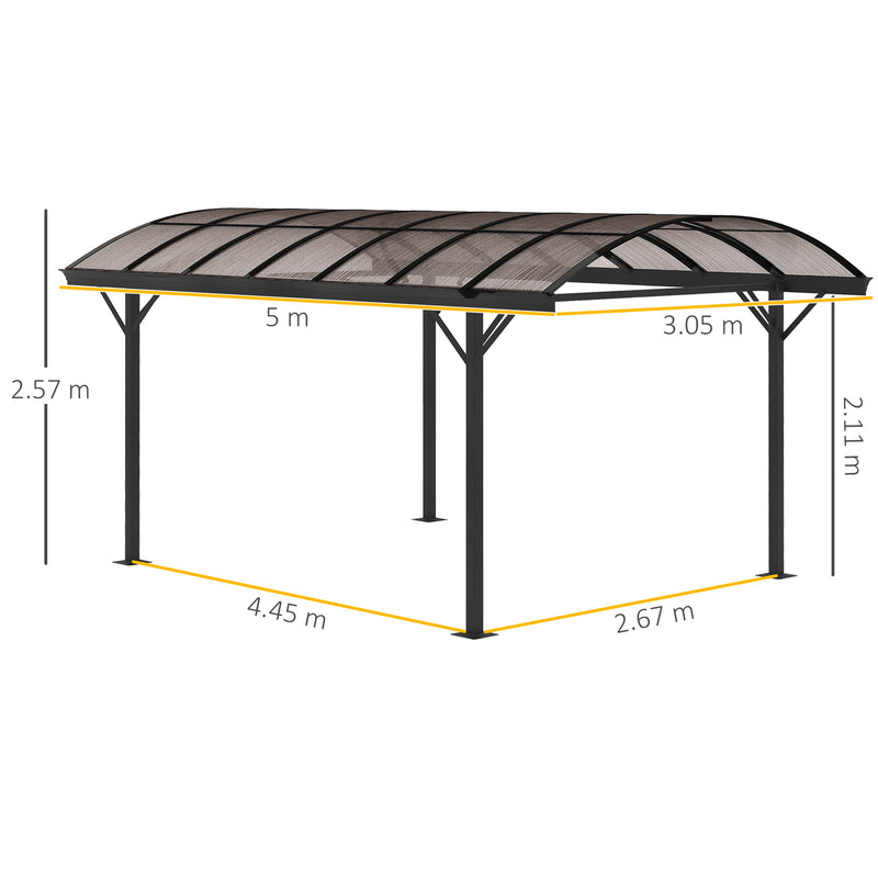 Outsunny 5 x 3(m) Garden Aluminium Pergola Gazebo Carport w/ Polycarbonate Roof