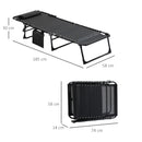 Outsunny Lounger Folding Reclining Camping Bed 5-position Adjustable Black