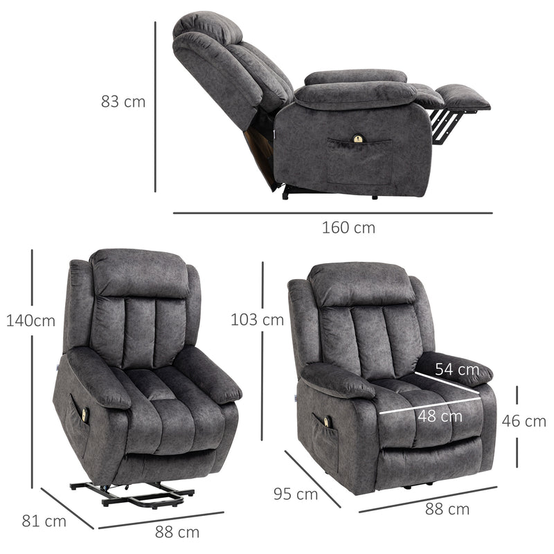 HOMCOM Power Lift Recliner Sofa Chair for Elderly with Remote and Side Pockets