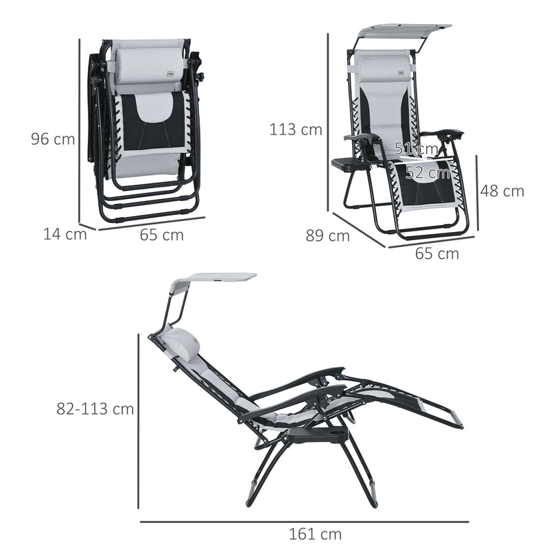 Outsunny Zero Gravity Lounger Chair, Folding Camping Reclining Chair, Grey