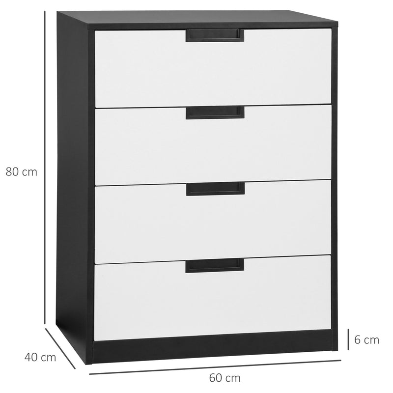 HOMCOM Chest of Drawers, 4 Drawer Storage Cabinet Unit Bedroom Living Room
