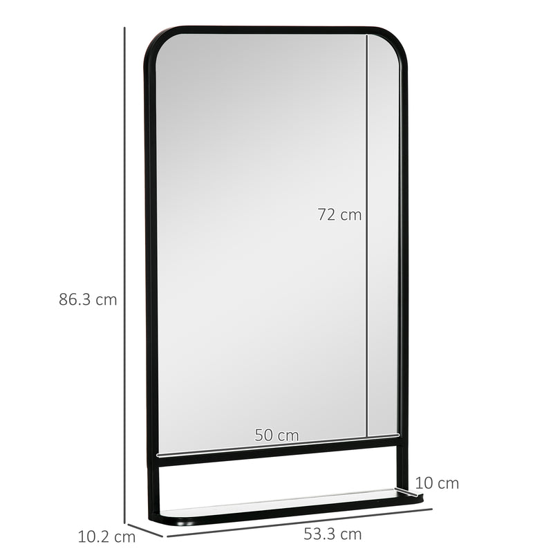 HOMCOM Rectangle Wall Mirror with Shelf 86 x 53 cm, for Living Room, Bedroom