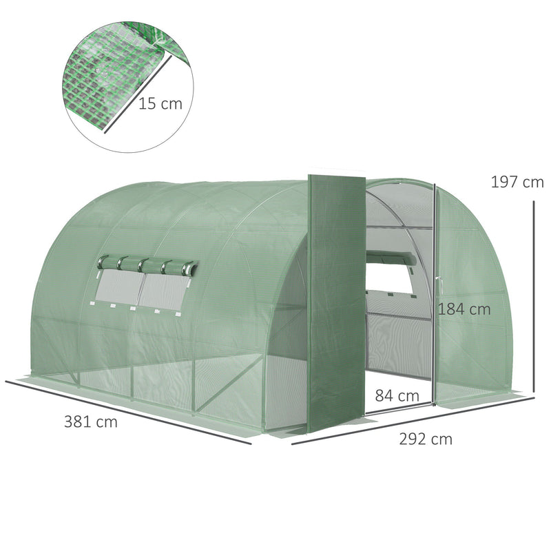 Outsunny  4 x 3M Reinforced Walk-in Polytunnel Garden Greenhouse Steel Frame