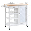 HOMCOM Kitchen Cart on Wheels Trolley with Embossed Door Panel, Drawer, White