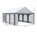 Outsunny 6 X 4m Party Tent, Marquee Gazebo With Sides, Windows And Double Doors