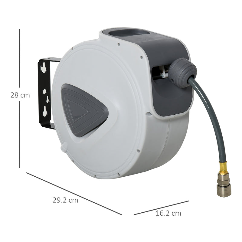 DURHAND Retractable Air Hose Reel Auto Self-Winding Wall Mounted 1/4" 10m+90cm