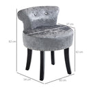 HOMCOM Dressing Table Stool Vanity Seat w/ Rubber Wood Legs Bedroom - Grey