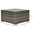 Outsunny Patio Wicker Coffee Table w/ Glass Top Suitable for Garden Backyard