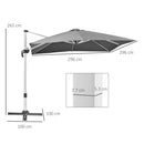 Outsunny 3 x 3(m) Cantilever Roma Parasol Garden Umbrella with Cross Base Grey