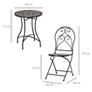 Outsunny 3 PCs Garden Bistro Set W/ Balcony Table and Chairs Metal Frame