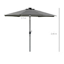 Outsunny 2.7m Garden Parasol Summer Shelter w/ LED Solar Light Crank Tilt Grey