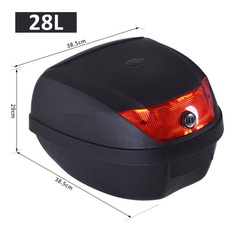 HOMCOM 28L Motorcycle Tail box Helmet Top Case Storage Trunk Carrier Mount Rack