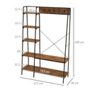 HOMCOM Coat Rack, Coat Stand with Shoe Storage, 5 Hooks for Hallway, Brown