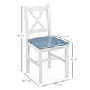 HOMCOM Dining Chairs Set of 2, Pine Wood Frame, Cross Back for Kitchen White