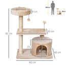 PawHut 81cm Cat Tree Kitten Large Cats Tower Activity Centre Scratch Post Beige