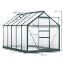 Outsunny 6x10ft Walk-In Polycarbonate Greenhouse Plant Grow Galvanized Aluminium