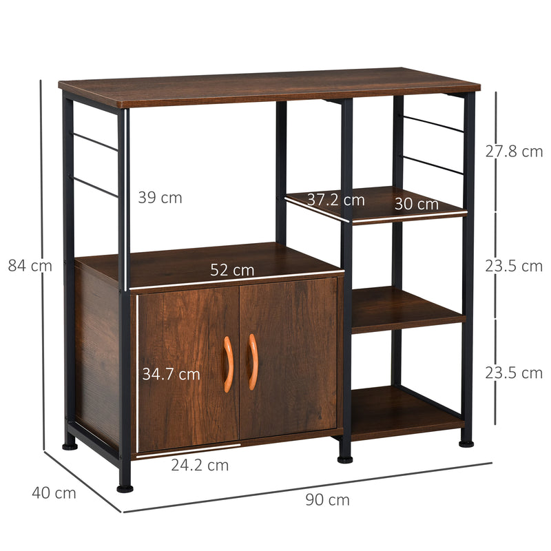 HOMCOM Storage Shelf Side Table Metal Frame End Desk for Living Room, Kitchen