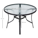 Outsunny 106cm Round Garden Dining Table with Parasol Hole Tempered Glass Top
