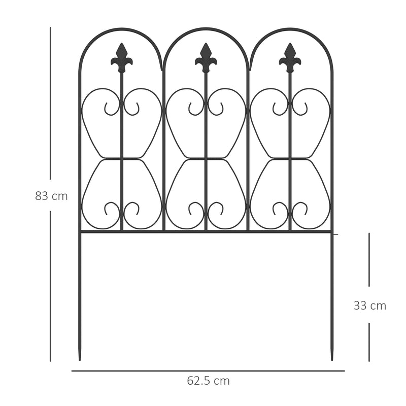 Outsunny 5PCs Decorative Garden Fencing Metal Border Edging
