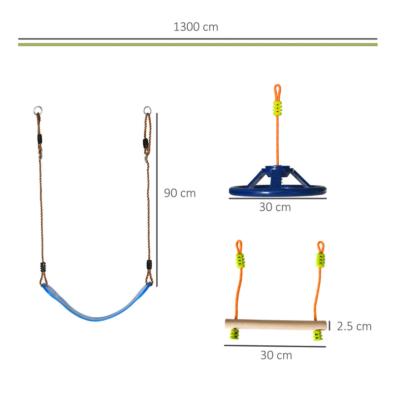 Outsunny Ninja Obstacle Course w/ Monkey Bar, Gym Ring, Climbing Rope, Ladder