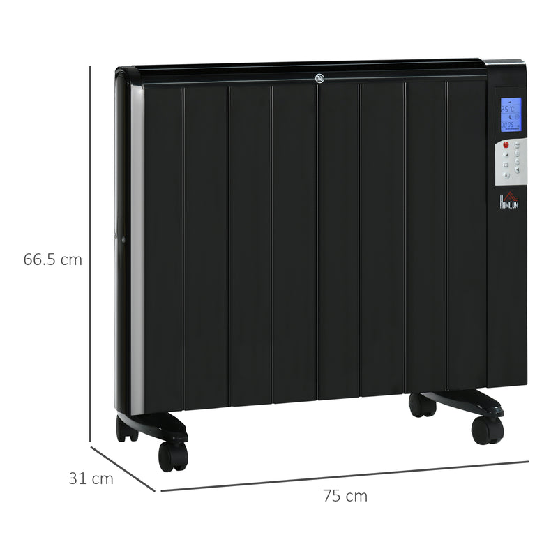 HOMCOM Convector Radiator Panel Space Heater Freestanding / Wall-mounted Black