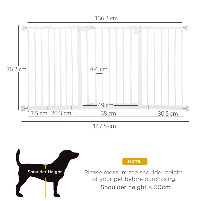 PawHut Adjustable Safety Gate w/ 3 Extensions and Four Adjustable Screws, White