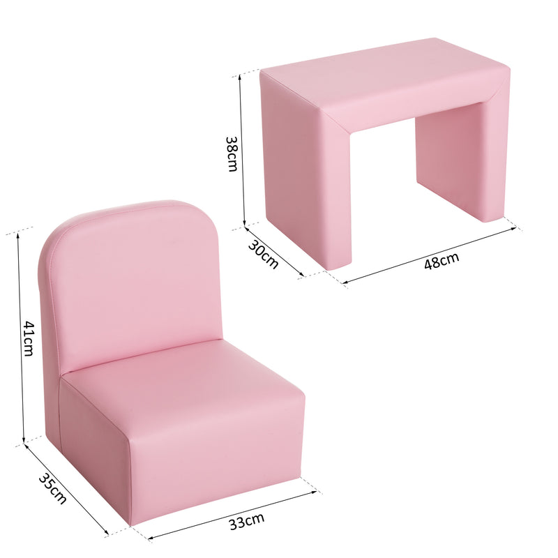 HOMCOM Kids Mini Sofa 2 In 1 Table Chair Set  Armchair Seat Children Girl Boys