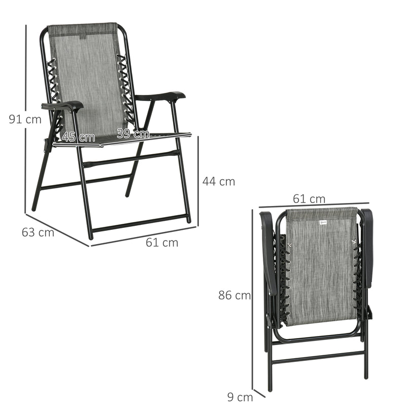 Outsunny 2Pcs Outdoor Patio Folding Chairs, Portable Garden Loungers Grey