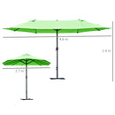 Outsunny 4.6M Garden Patio Umbrella Canopy Parasol Sun Shade w/ Base Green