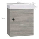 kleankin Bathroom Vanity Unit with Basin, Wall Mounted Wash Stand, Grey