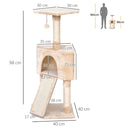 PawHut Corner Cat Tree Tower for Indoor Cats with Scratching Post, Condo, Beige