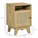 HOMCOM Nightstand, Rattan Bedside Table, Sofa Side Table w/ Drawer and Shelf