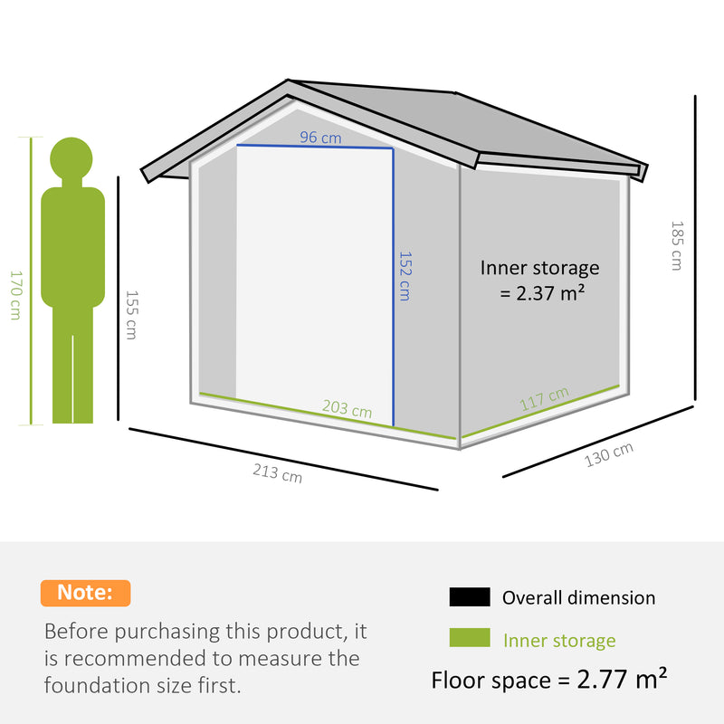 Outsunny Garden Shed Storage Unit w/Locking Door Floor Foundation Vent Brown
