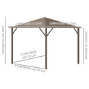 Outsunny 3x3(m) Hardtop Gazebo Outdoor Shelter w/ Steel Roof & Aluminium Frame