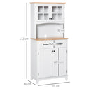 HOMCOM Coastal Kitchen Cupboard Storage Cabinet w/ Drawer Microwave Counter