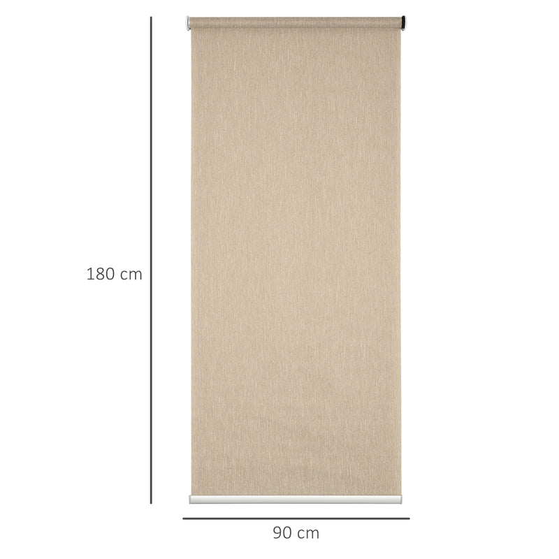 HOMCOM Electric Smart Roller Blinds for Windows with Remote, Brown, 90x180cm
